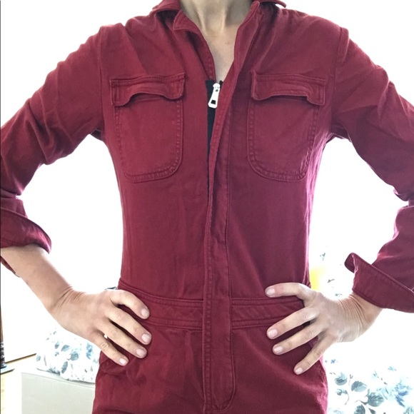 Sexy Red Denim Jumpsuit from Paris - Picture 8 of 9